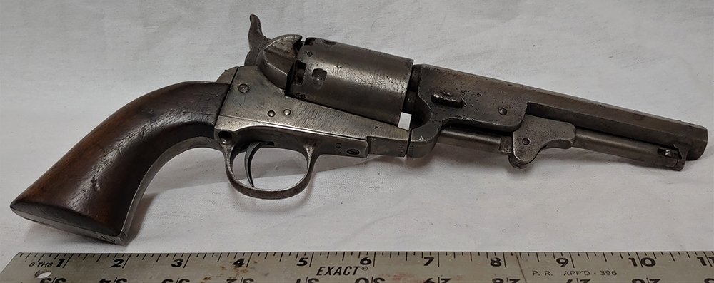 European Brevette Colt Navy Revolver: A VG quality 1860s European made Colt Navy revolver. Demand for Colt revolvers was high the world over, and Sam Colt did agree to allow certain European makers to produce percussion revolvers of Colt'
