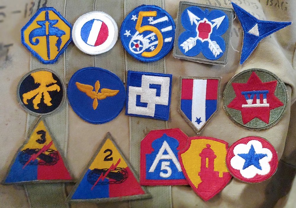 Nice Lot of 15 World War Two Patches: I just bought a cookie tin full of patches. Here are 15 genuine ww2 wwii patches in one lot. Opening bid is a gift, NO RESERVE! These can be mailed in a large envelope for $3