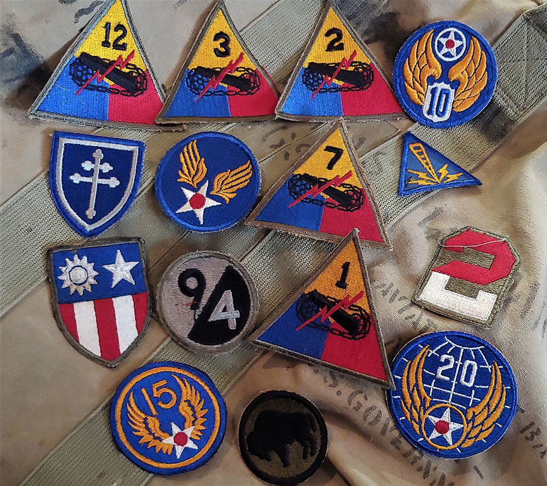 Nice Lot of 15 World War Two Patches: I just bought a cookie tin full of patches. Here are 15 genuine ww2 wwii patches in one lot. Opening bid is a gift, NO RESERVE! These can be mailed in a large envelope for $3