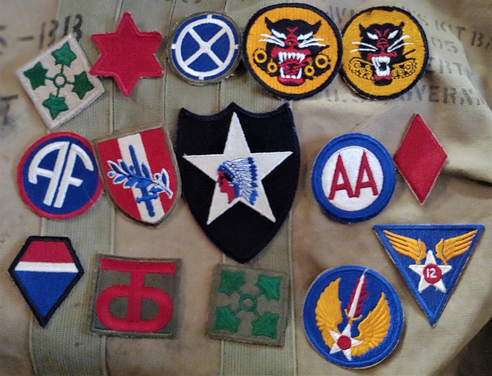 Nice Lot of 15 World War Two Patches: I just bought a cookie tin full of patches. Here are 15 genuine ww2 wwii patches in one lot. Opening bid is a gift, NO RESERVE!These can be mailed in a large envelope for $3