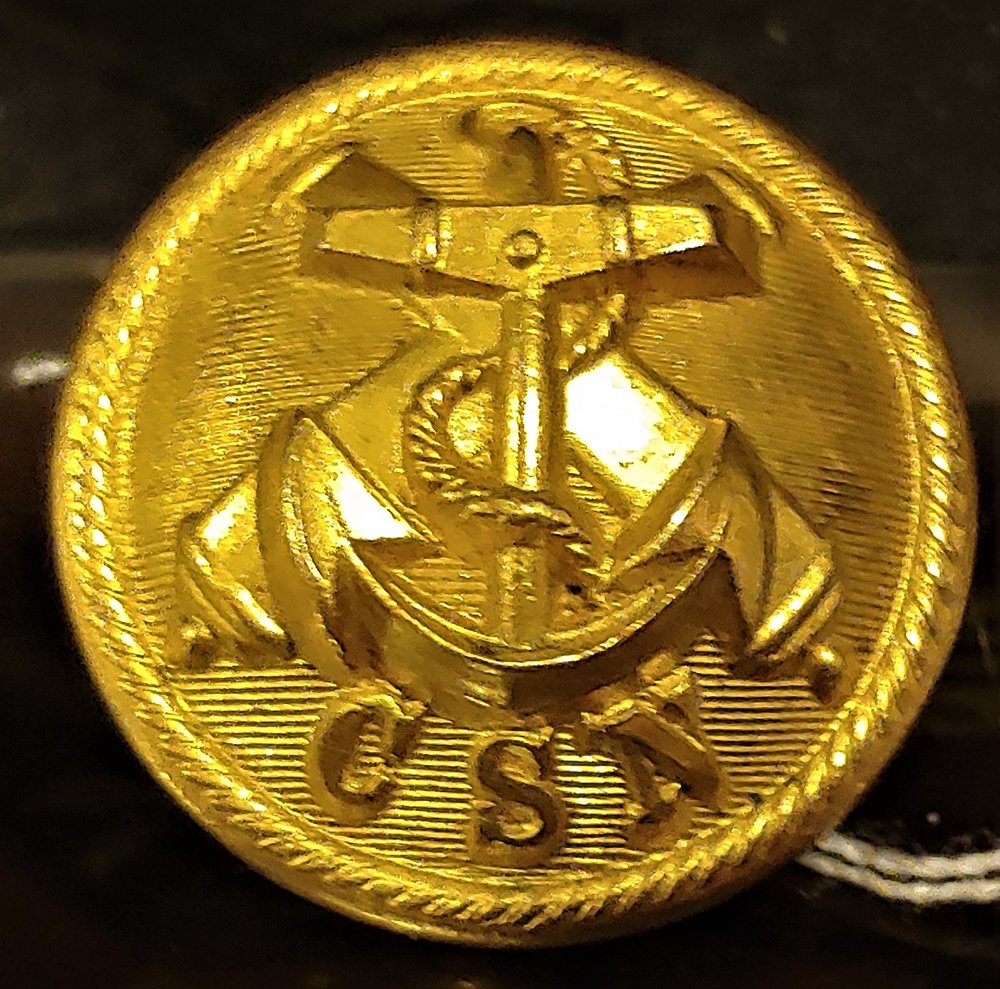 Confederate States Navy Button: 130 year old restrike of the iconic Civil War CSN Confederate States Navy large size coat button. About as crisp as the 1860s strikes but this one has the Firmin back mark from the 1880s. About perfec