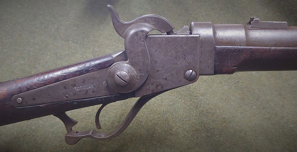 Civil War Starr Saddle Ring Carbine: -NO RESERVE-Ebenezer Starr is known for his double and single-action Civil War revolvers and these breechloading carbines that operate like a Sharps, loading by lowering the triggerguard, though with