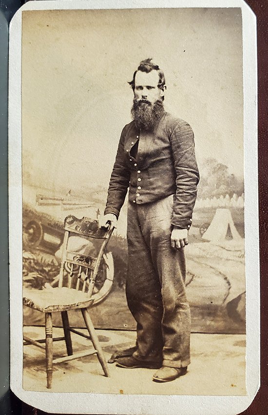 SAM COOLEY TENTH ARMY CORPS PHOTOGRAPHER CDV OF SOLDIER: -NO RESERVE-Sam Cooley's work is sought after by collectors both because the quality of his work was good, and because of his advertisement of himself as the official tenth army corps photographer. Th