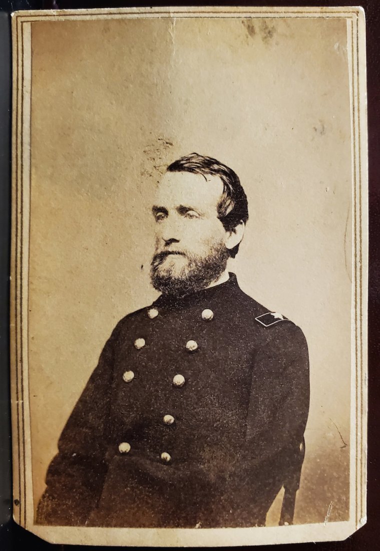 IRON BRIGADE! CDV COL. LUCIUS FAIRCHILD 2nd WISCONSIN: -NO RESERVE-A very telling Brady/Anthony CDV of Lucius Fairchild, commander of the Second Wisconsin, WOUNDED IN ACTION WITH LOSS OF HIS ARM AT GETTYSBURG.