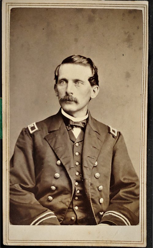 CDV CIVIL WAR US NAVY ASSISTANT SURGEON WM. GALE: -NO RESERVE-Seated half-length view of a US Navy officer wearing the USN shoulder straps regulation for an Assistant Surgeon 1852 to 1864. Forshew, Hudson, NY, photographer. Nicely signed or identifie