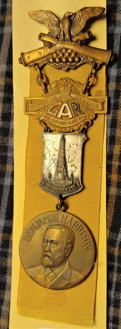 Civil War GAR National Encampment Badge 1920: 50th ANNIVERSARY BADGE The GAR held an annual --National Encampment--- every year from 1866 to 1949. They were held in different large cities each year and were considered big and important events. Ve