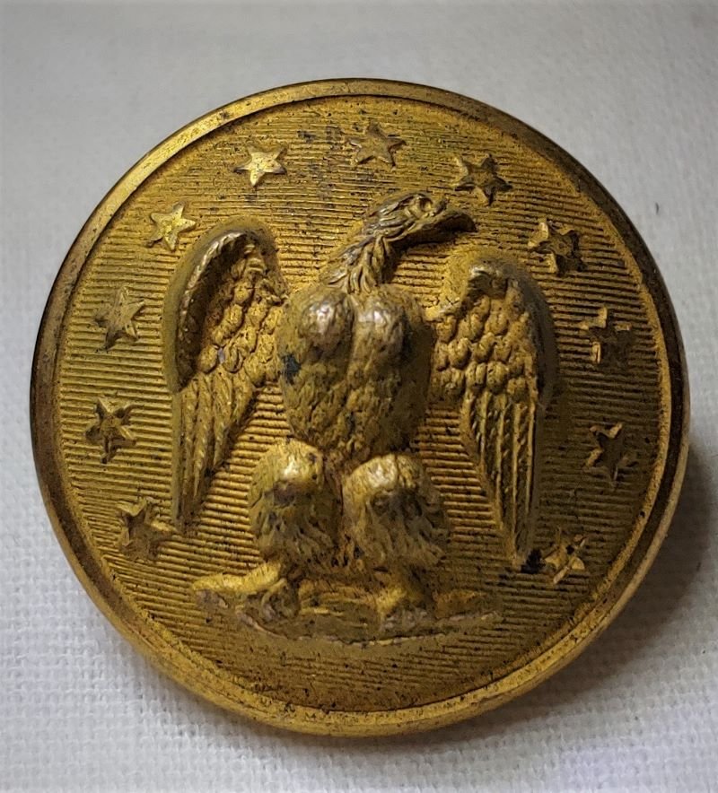 Pair of Non Dug Confederate Staff Officers Buttons HT&B: Near perfect pair of blouse size Confederate Staff Officer's buttons with backmarks of H.T.&B. Manchester. A southern picker found these in a tin box on the original factory card. They were part of a 