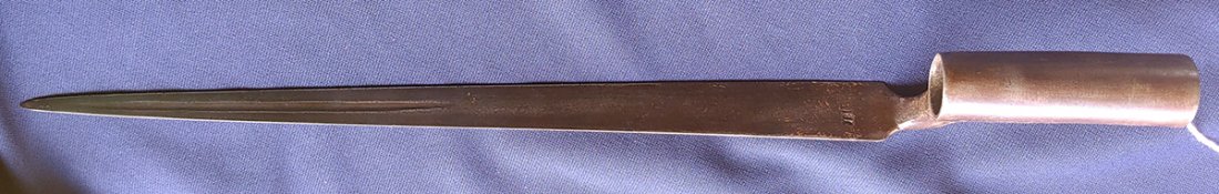 1812 Era Socket Bayonet: 1808 ? 1812 ? socket bayonet with L shaped mortise. 18.5 inch long 3.4 inch socket. Letters JB ? on blade. Looks like a US model 1816 but isnt. ..................................................... Th