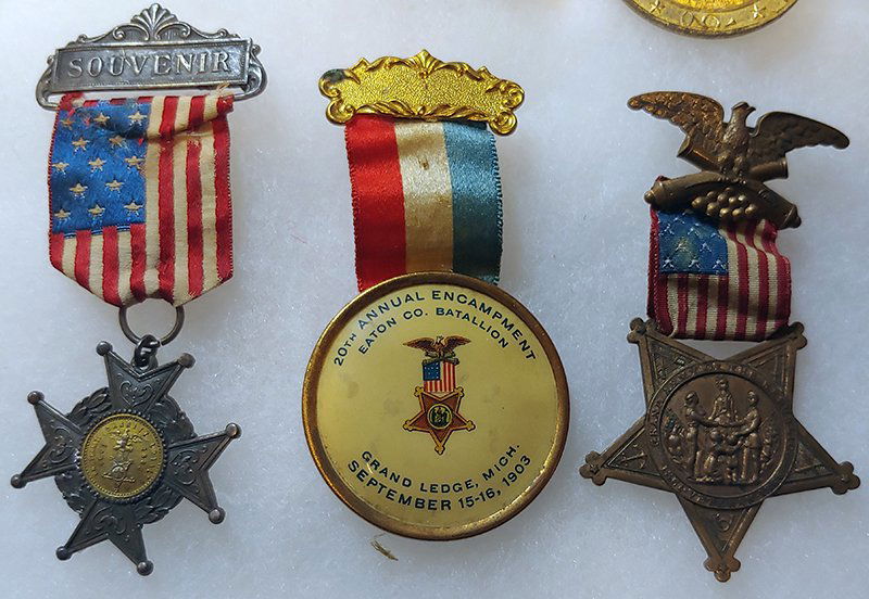 Lot of Michigan Civil War Veteran Medals Badges: Michigan GAR Grand Army of the Republic badges and medals. Rockford, Michigan etc... ..................................................... This can be shipped/mailed by US Mail for $12.00. Insurance i