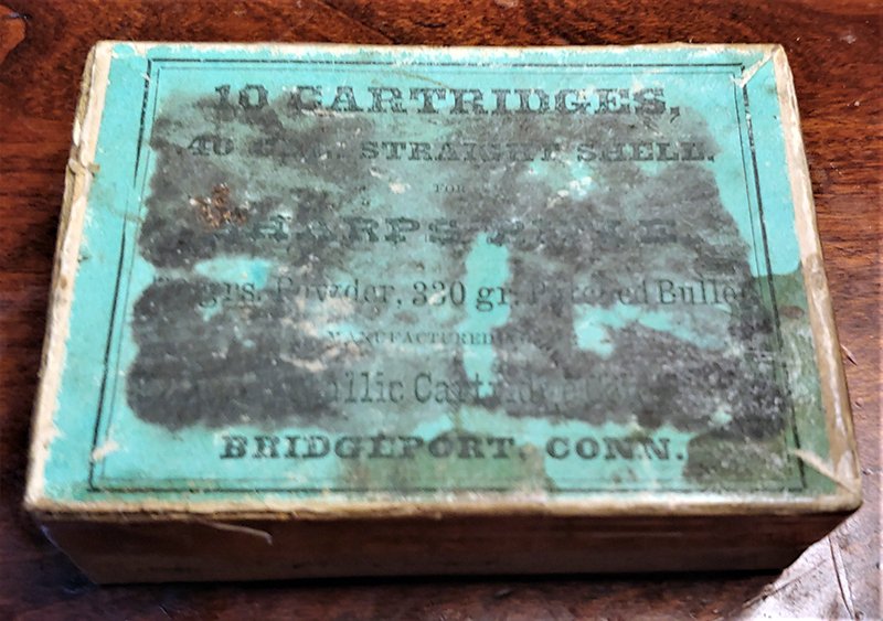 Pkg For Sharps Rifle Cartridges: Box w label for 40/70 sharps rifle metallic cartridges. Empty shells inside...................................................... This can be shipped/mailed by US Mail for $16.00. Insurance is $1.50 p