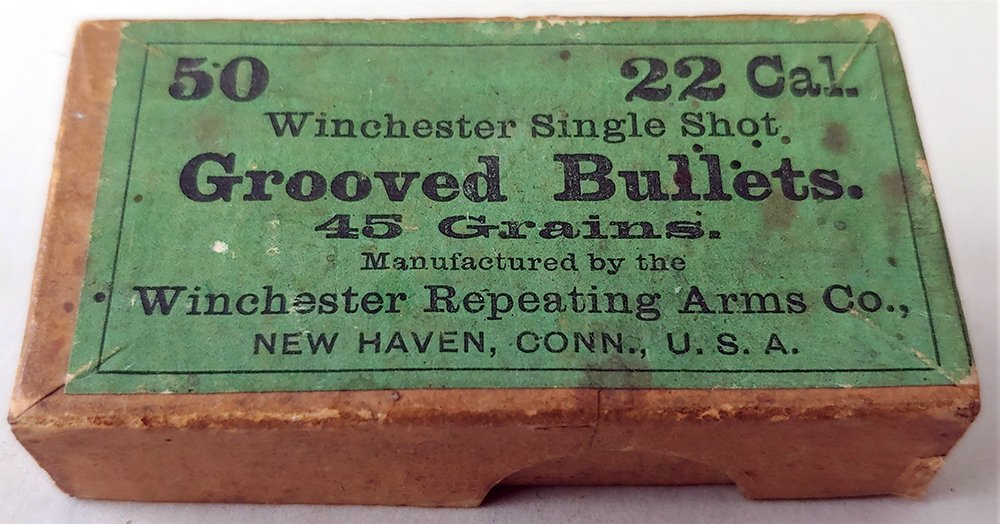 Near Mint Antique Pkg Winchester 22 Short Cartridges: Super condition, never opened. Appears to 100 to 130 years old in my opinion. If you have a '73 Winchester in 22 caliber, this is exactly what you need displayed next to it. This can be shipped/mailed