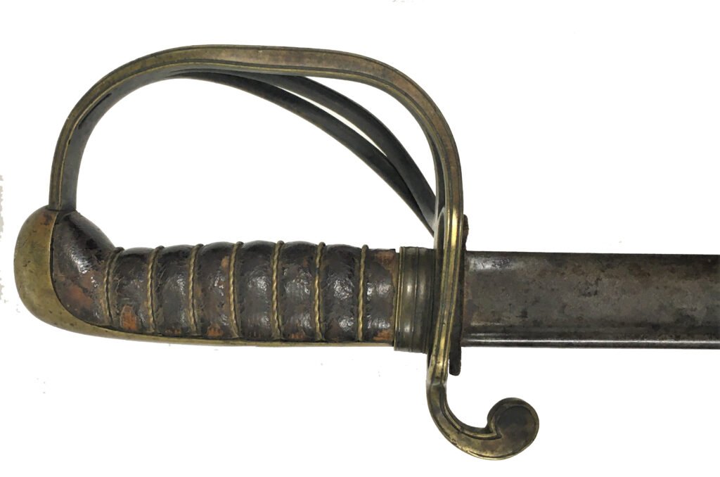 South Carolina Dragoon Saber in KGK Scabbard: INCREDIBE RARITY - AMES 1833 PATTERN SOUTH CAROLINA DRAGOON SABER OF 1835 WITH CONFEDERATE K.G.& K. SCABBARD-- Rare gets overused in our business, but seems inadequate for the Ames 1835 contract saber