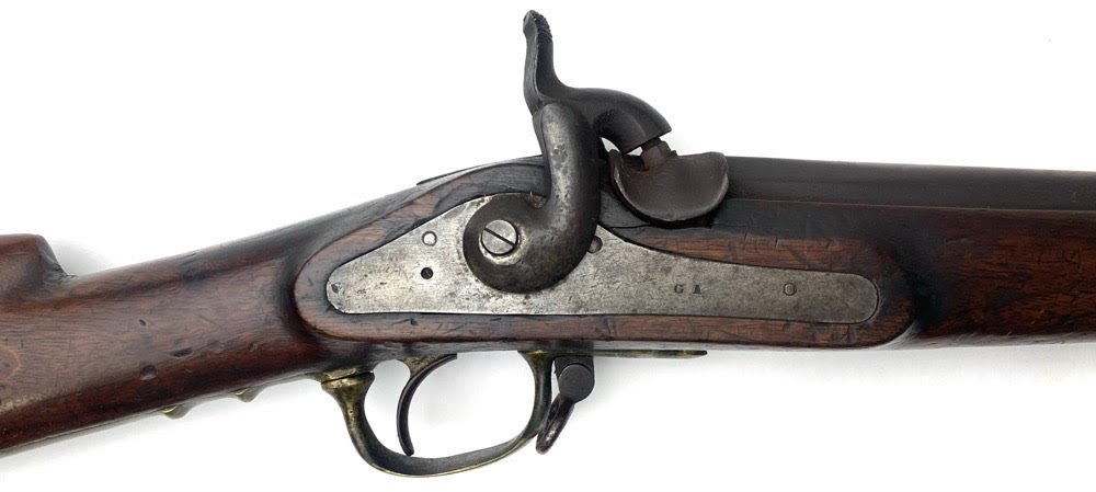 54 Caliber Child's Musket and Bayonet: A real musket and bayonet in all respects... just smaller, about 2/3rds scale. Measures 38 inches overall length. 24 inch barrel roughly .50 caliber. Sometimes referred to as cadet muskets, they were 