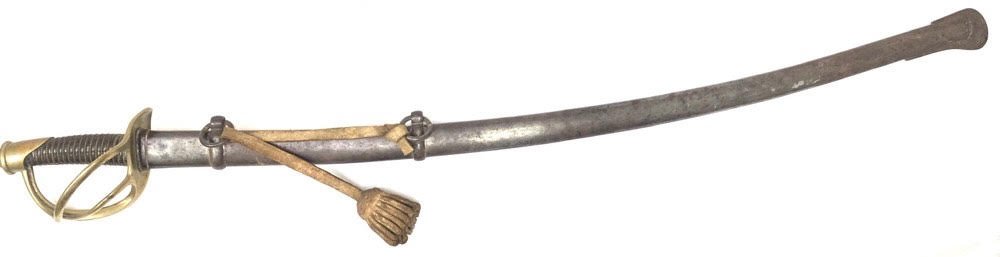 Mexican War Saber w/ Buff Sword Knot: Very strong condition M1840 cavalry saber with original and very rare white buff leather sword knot. These knots were wrapped around the wrist so that should it be knocked from the mounted man*s grasp