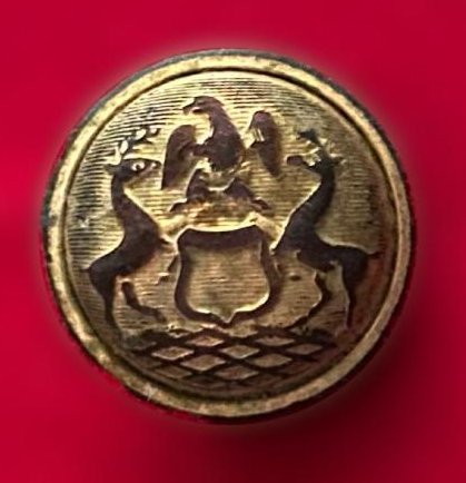 Michigan Seal Civil War Button: A solid blouse size Michigan state seal button found in the 1960s with a metal detector. Lots of gilt. I cannot make out any back mark. Shank intact. From a 60 year collection I just obtained. Packing