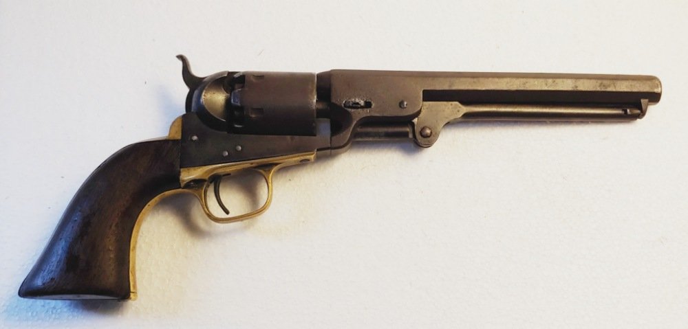100% documented Tennessee Confederate Colt revolver: A very honest 1851 Colt Navy with all matched serial numbers of 108505 (1861 Production). The wedge number matches as well! The Archives records printed by Springfield Research Services show that this