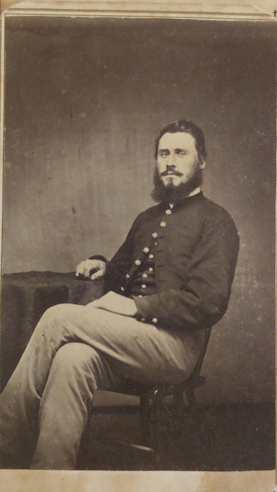 Two Illinois civil war soldier photos: These two soldier CDV photos are both collector notated as having been purchased in an album on August 5th 1982. Forty years ago now. Soldier Hilt is easily found Samuel H. Hilt Residence Woodbine IL;