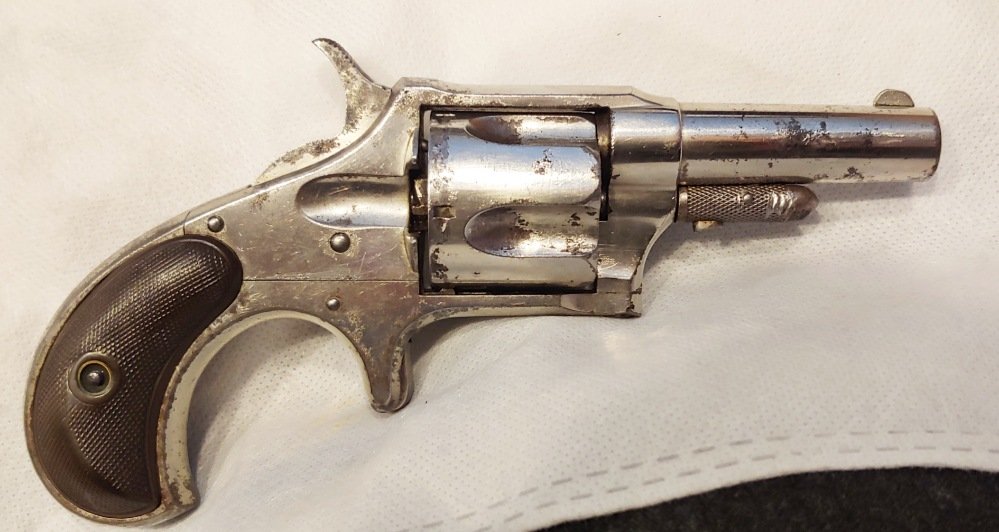 Remington Smoot Pocket Revolver: Remington 41 caliber center-fire pocket revolver. This caliber is scarce on this model. Most are .38 cal. Factory nickel finish. NRA Very Good condition. 100% original, 100% complete, and mechanically
