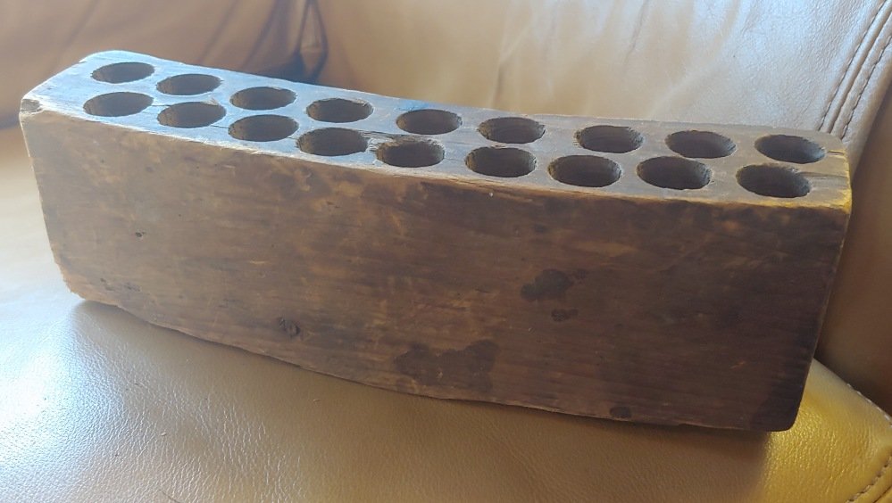 Early Cartridge Box Wooden Block w Historical Note