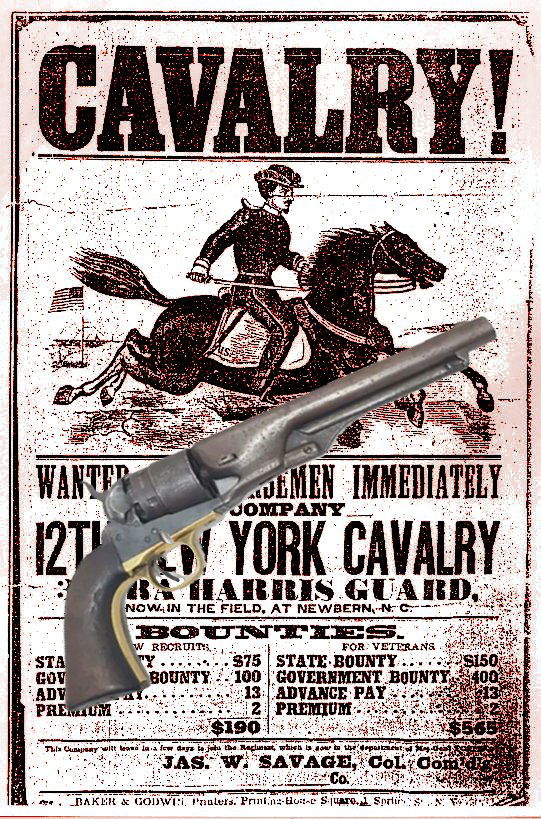 12th New York Cavalry Colt Army Revolver.: A very good Colt Model 1860 Army revolver with serial number listed as being issued to the famed 12th New York Cavalry. This is positively identified to the 12th New York Cavalry by the published Spri