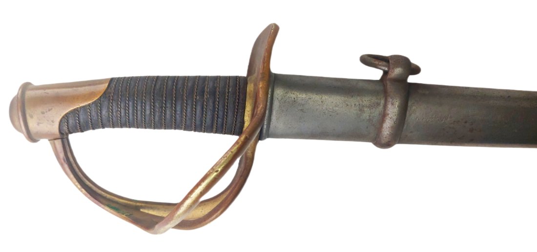 Ames Heavy Cavalry Saber 1857: Very nice M1840 wristbreaker heavy cavalry saber made and marked by Ames Mfg, Co. and dated 1857. Complete with scabbard. Materials, Packing, and Shipping on this item is $35.00. Insurance is $1.50 pe