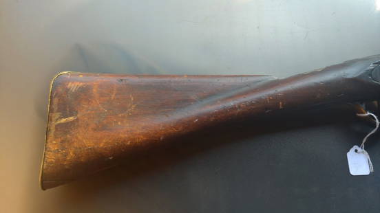 Very long Colonial musket: A very early Colonial American used musket circa 1750, converted to percussion decades later. Very very long measuring 63 inches overall with a barrel length of 47.5 inches overall. Quite light weight