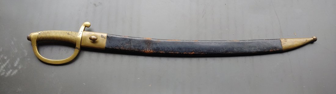 19th Century French or German Cutlass and Scabbard.: I have heard these called French 1804 Navy, French Police, French 1802 Infantry Briquet, German. I do not know the factual story. They were made all through the 1800s... in France and Germany for cert