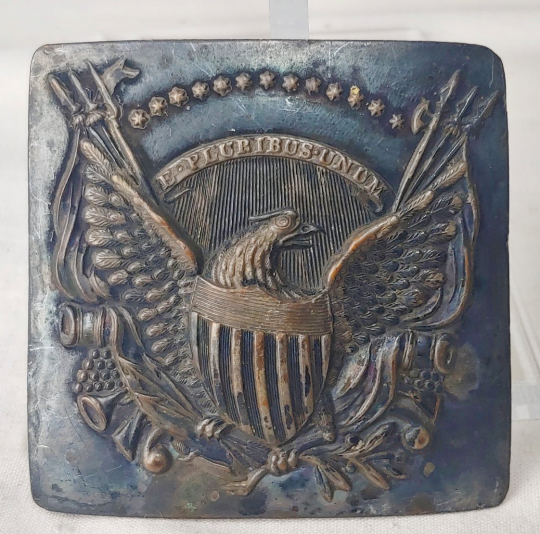 Early Eagle buckle: Very handsome and highly detailed American belt Plate from the War of 1812 era. My memory tells me these date Circa 1815 . One of the most attractive of all pieces of antique American insignia . Reall