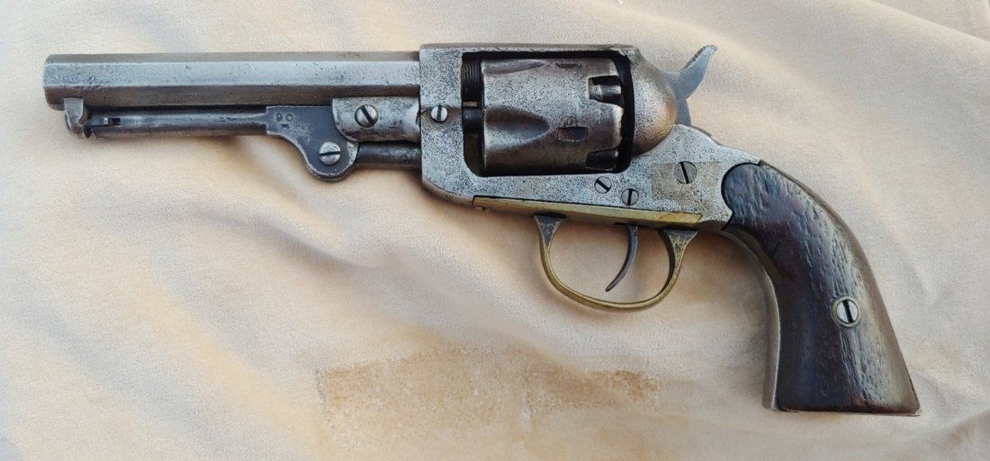 Western Arms solid frame Revolver: Decent example of the Western Arms pocket revolver manufactured by Bacon Arms. 1860s. Overall grey steel with light pitting. Good markings. 31 caliber, percussion, 5 shot. All original. Functional. Th