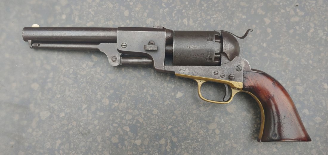 Third Model Colt Dragoon all matched Martial: Top notch martially marked Colt 3rd model Dragoon revolver. 100% original, 100% complete, mechanically perfect. All serial numbers match including the wedge. Metal is overall steel Gray. There is a li
