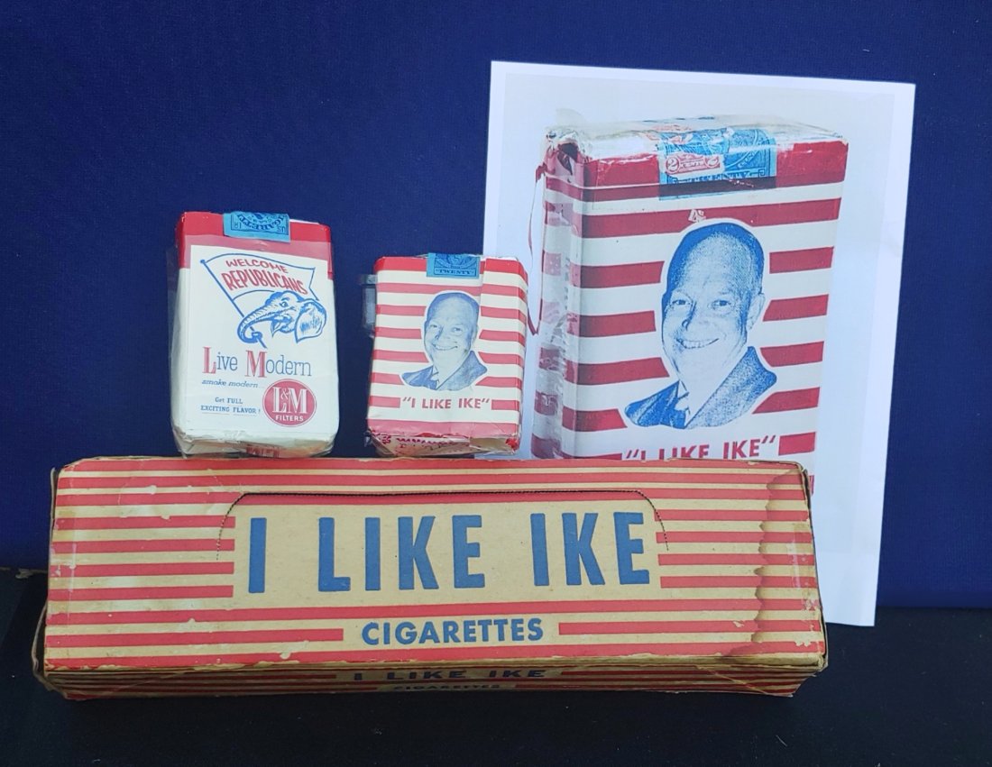 Eisenhower presidential election cigarettes 1952 or 1956: Ike was president when I was a little kid, and he was a heavy smoker. My dad smoked, my mom smoked, one grandma smoked, and one grandpa smoked. Newscasters and talk show hosts smoked on their shows. A