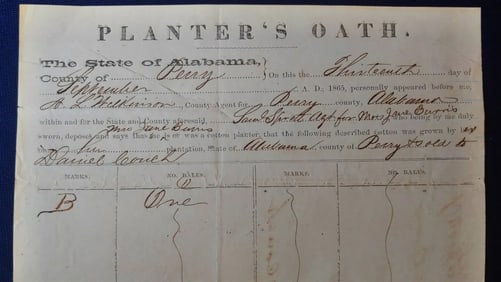 Alabama slavery Plantation document the Planters oath