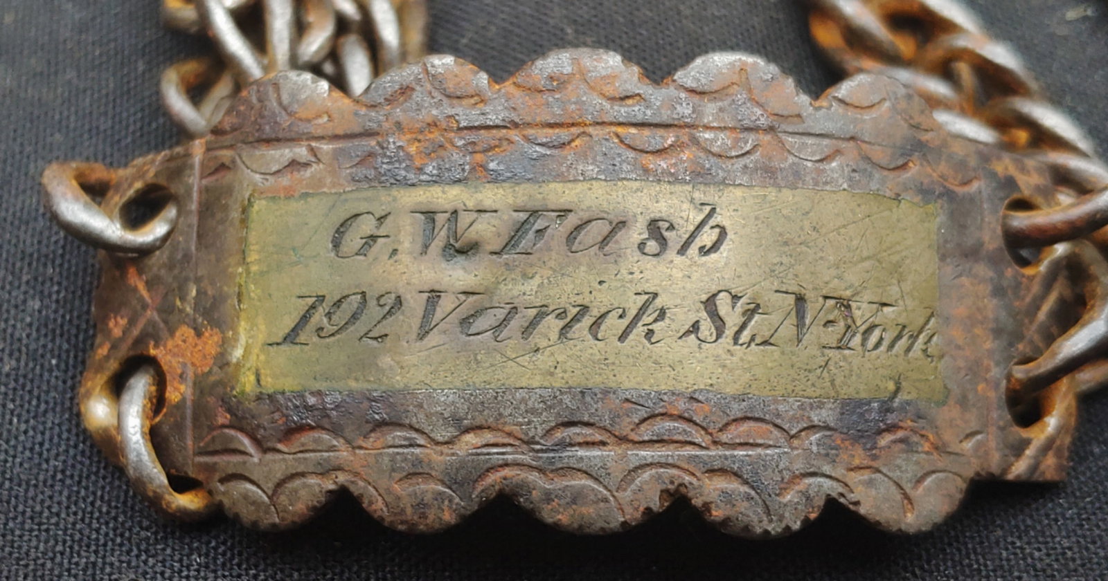 New York Slave Collar w Engraved Name Plate: Only a handful of these strikingly visual and incredibly rare ownership identification artifacts survive. Most are in prestigious museums and historical societies. I have seen one engraved with a New 