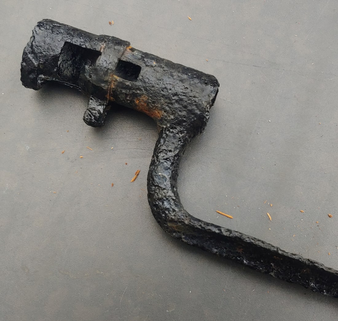 Battlefield found Civil War bayonet for Springfield rifle.: Complete Relic bayonet for the 1861 Springfield musket. Found by A Relic Hunter with a metal detector several decades ago. Very solid.$35 for packing UPS shipping and signature required service. Insur