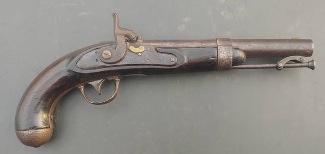 Mexican War pistol altered to percussion for the Civil War: Model 1836 United States horse pistol in very good condition altered from Flintlock to percussion. 100% original, 100% complete and mechanically functional. The hammer is is the most fascinating featu