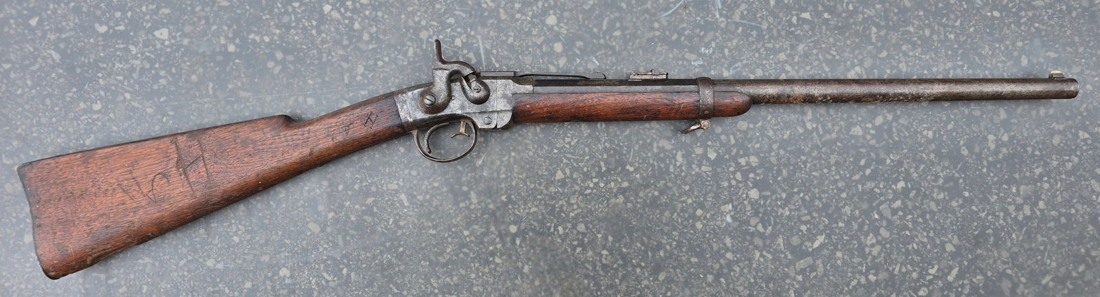 Early Civil War 1st Model Smith Carbine: These early war 1st model Smith carbines are also referred to as Artillery models. This is the Smith that was heavily issued and used, unlike the huge numbers of the 2nd models which survive in mint u