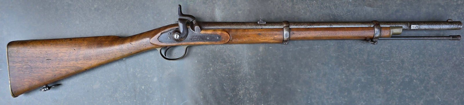 Likely Confederate 1861 Dated Tower Artillery Carbine: Here is a very scarce Civil War import weapon most likely carried by a Johnny Reb. These Enfield Artillery Carbines were imported by both the North and the South, but in extremely small numbers when c