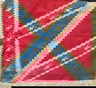 Exceedingly Rare Wonderfully Preserved Confederate 2nd National Cavalry Flag: This cavalry size flag is fresh to the market and has never been traded in the current Civil War collector circles. A husband and wife brought this to me and were astounded to learn that it was such