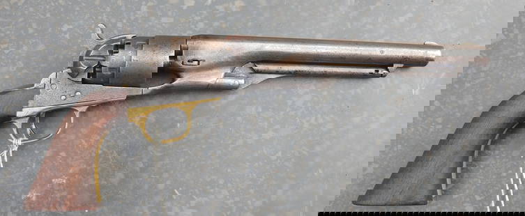 Colt Army revolver all matching including the wedge: One of the nicer mid-war Colt armies I have offered. Very attractive with a gentle grey patina which is smooth and uniform. A very solid and handsome example of the model 1860 Colt Army revolver . The