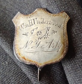 Civil War 10th New York Artillery Silver Shield ID badge