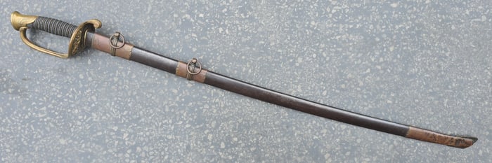 Civil War Foot Officer's Sword in Brass Mounted Steel Scabbard