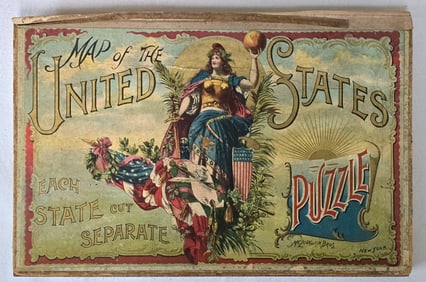 Beautiful Patriotic Boxed Puzzle Map of the United States