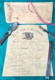 1st Maine Cav Identified Ely's Patent Mess Set w/ Discharge Paper