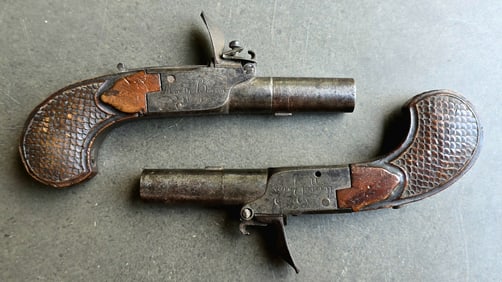 Project Guns / Pair of High Quality French Flintlock Muff Pistols