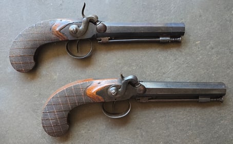High Quality Matched Pair of Percussion Belt Pistols