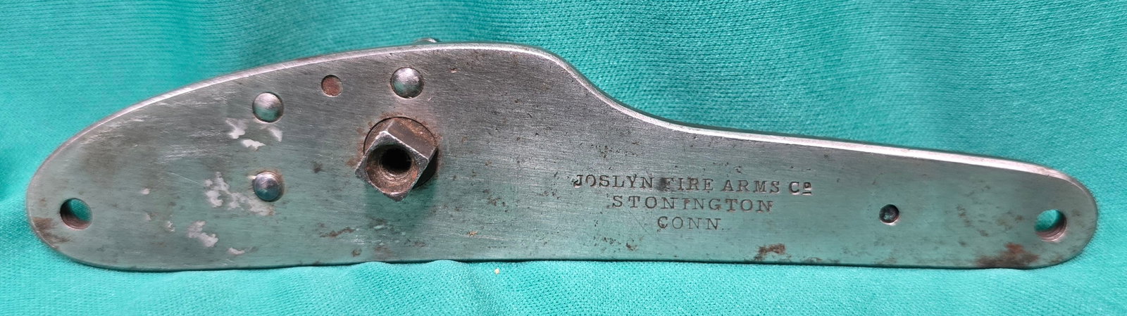 Joslyn Fire Arms Co. Stonington Conn Lock Plate and Parts: Joslyn carbine lock. No hammer, otherwise looks complete to me. $20 for packing, shipping, and signature service. Insurance is $2 per hundred dollars in value. No shipments outside USA.
