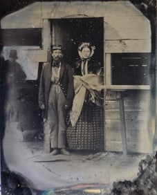 Civil War Soldier with Wife Outdoor Tintype
