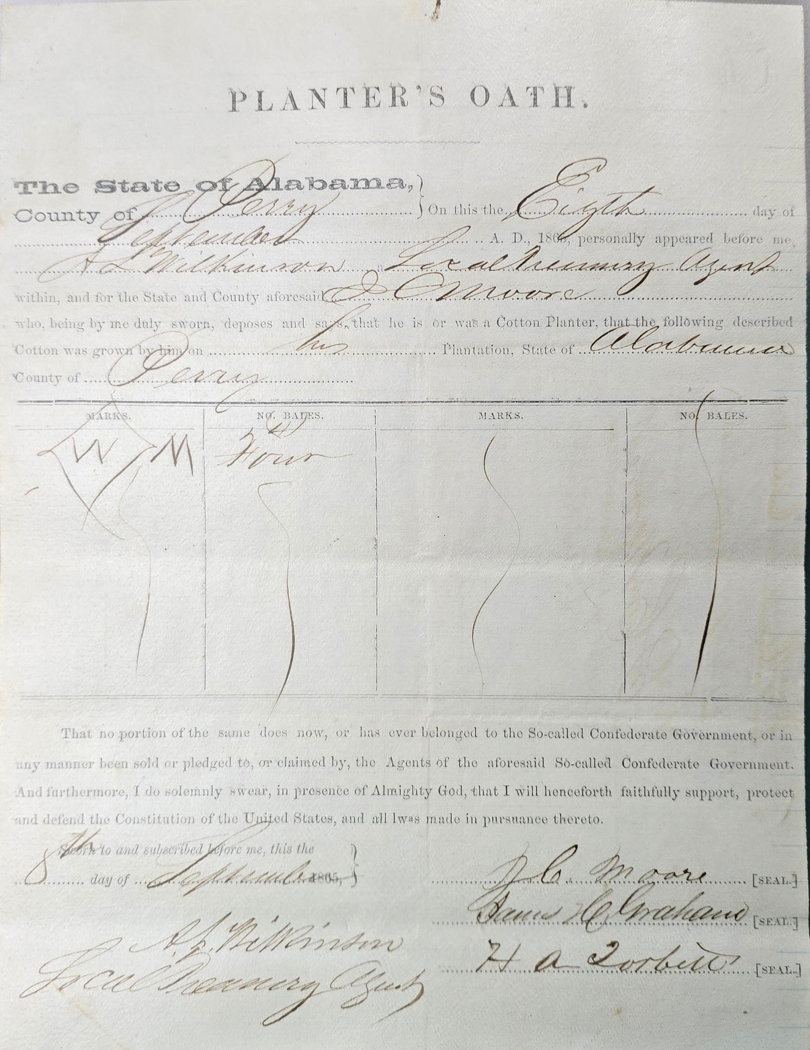 Confederate Alabama Slavery Plantation owners oath (1 of 6)