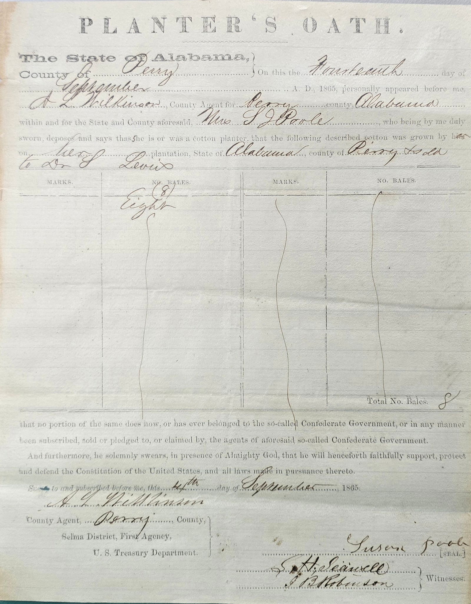 Confederate Alabama Slavery Plantation owners oath #3 (1 of 6)