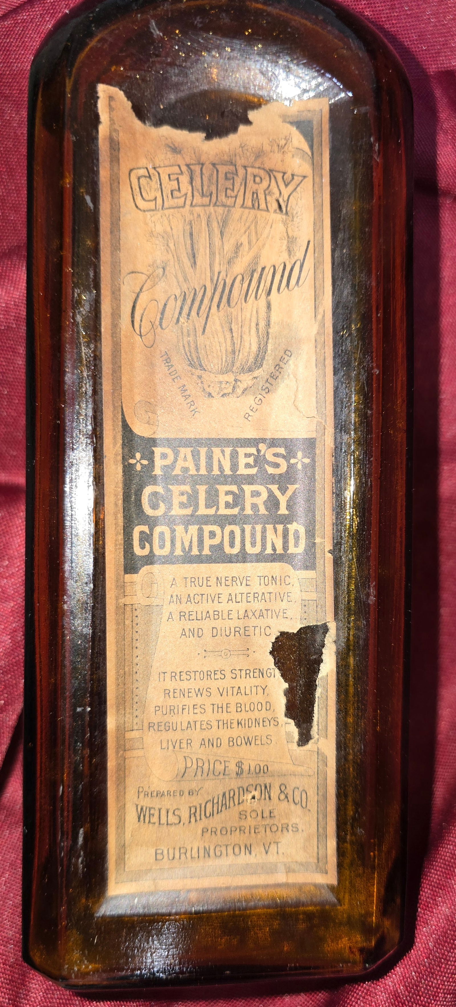 Rarer than rare original Civil War medicinal Bitters Bottle with original paper label - 4